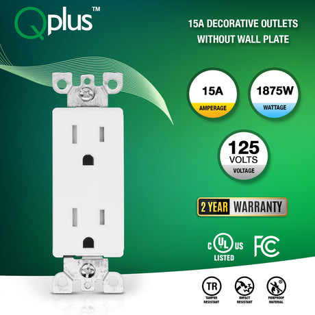 Tomacorriente de pared resistente a manipulaciones QPlus de 15 amperios - Homologado UL