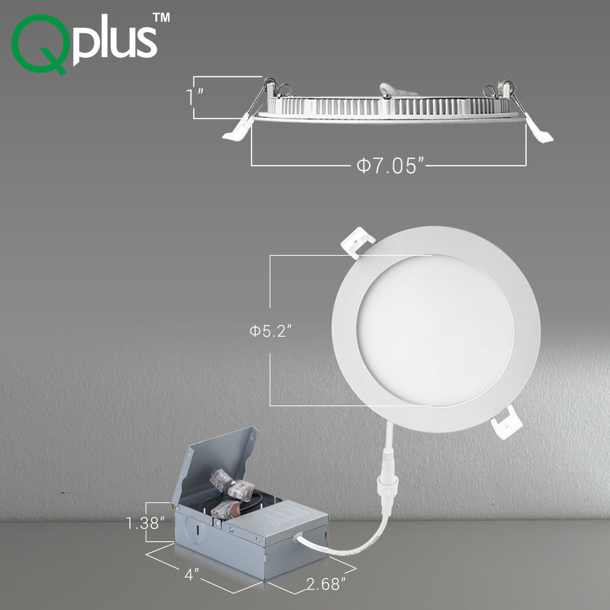 QPlus Luz LED empotrable delgada de 6 pulgadas con caja de conexiones de metal, 13 W, 1050 LM, CCT único, regulable, certificación Energy Star, certificación ETL, clasificación IC, ubicación húmeda, 5 años de garantía