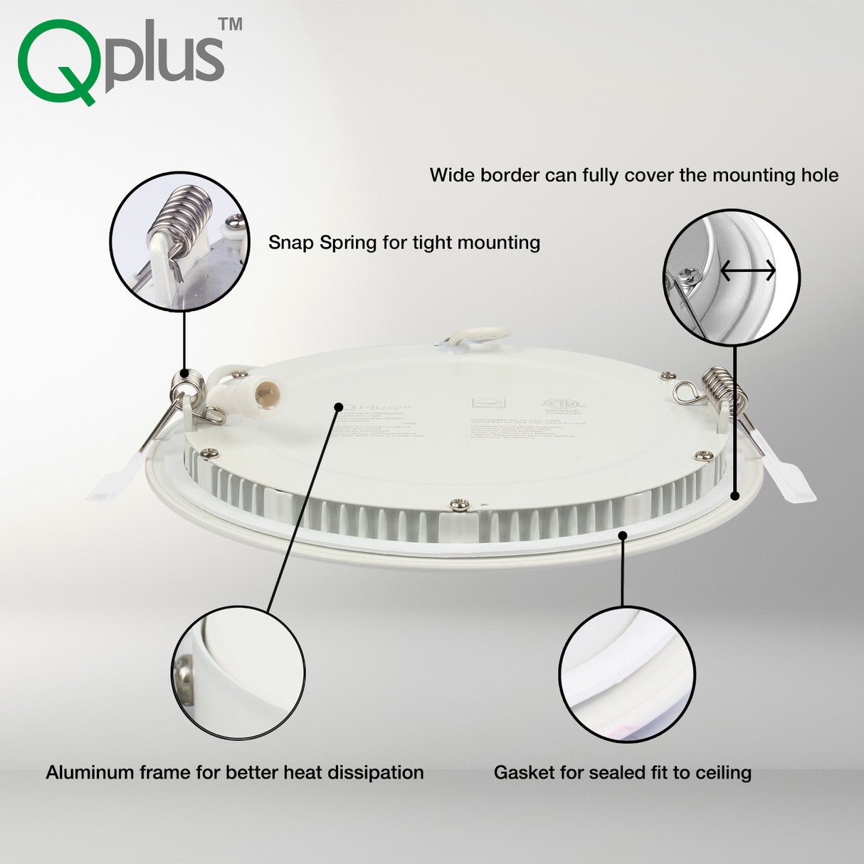 QPlus Luz LED empotrable delgada de 6 pulgadas con caja de conexiones de metal, 13 W, 1050 LM, CCT único, regulable, certificación Energy Star, certificación ETL, clasificación IC, ubicación húmeda, 5 años de garantía