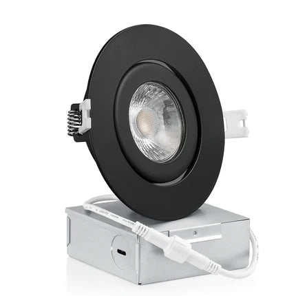 QPlus Luz LED empotrable Gimbal de 4 pulgadas con caja de conexiones de metal, 10 W, 750 lm, CCT único, regulable, certificación Energy Star, certificación ETL, clasificación IC, ubicación húmeda, 5 años de garantía