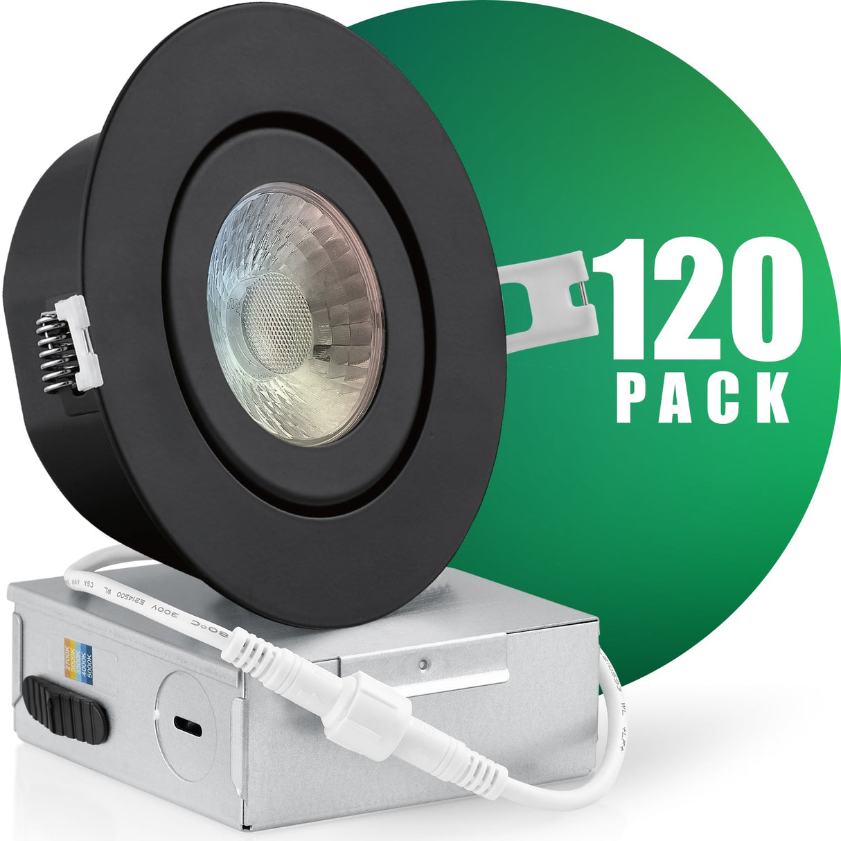 QPLUS 4 pulgadas Gimbal Empotrable Ajustable Multi Color Temperatura LED Pot Light (Temperatura de color cambiable por el interruptor de pared)