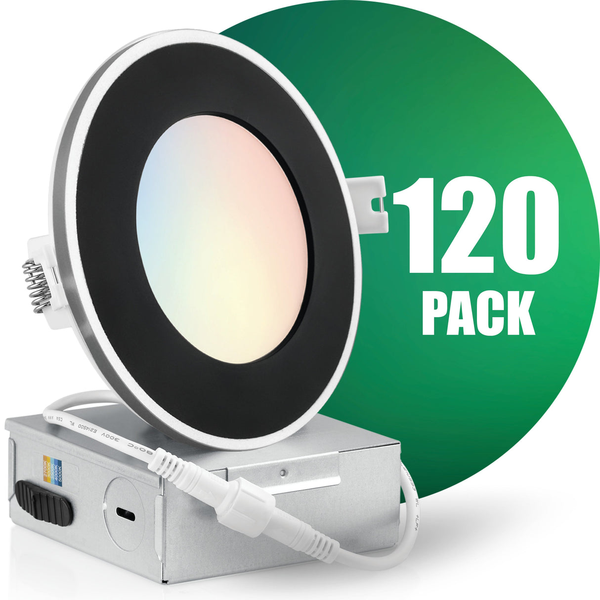 4 Inch Recessed LED Lighting, Slim, 5CCT Color Selectable, Wet Rated with EZ (4 port) Connector