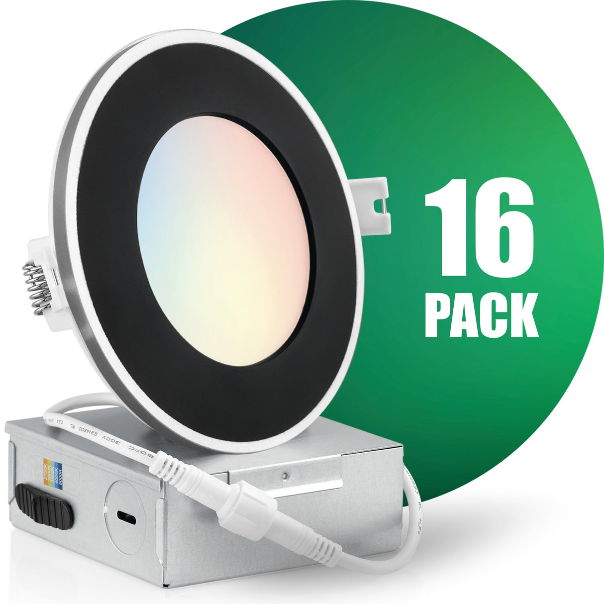 4 Inch Recessed LED Lighting, Slim, 5CCT Color Selectable, Wet Rated with EZ (4 port) Connector