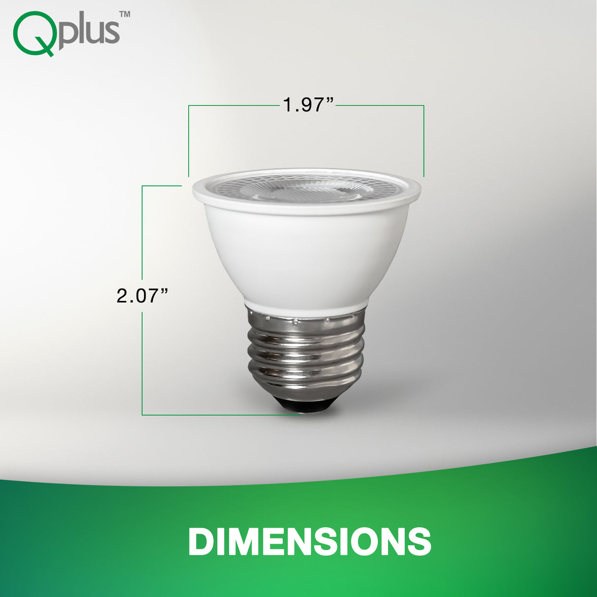 Bombilla LED empotrable QPlus PAR16, 7 W, 500 lm, 1 CCT (2700 K/3000 K/4000 K/5000 K/6500 K), ángulo de haz de 40°, regulable, base de tornillo medio E26, cuello corto, certificación Energy Star, certificación UL, 3 años de garantía