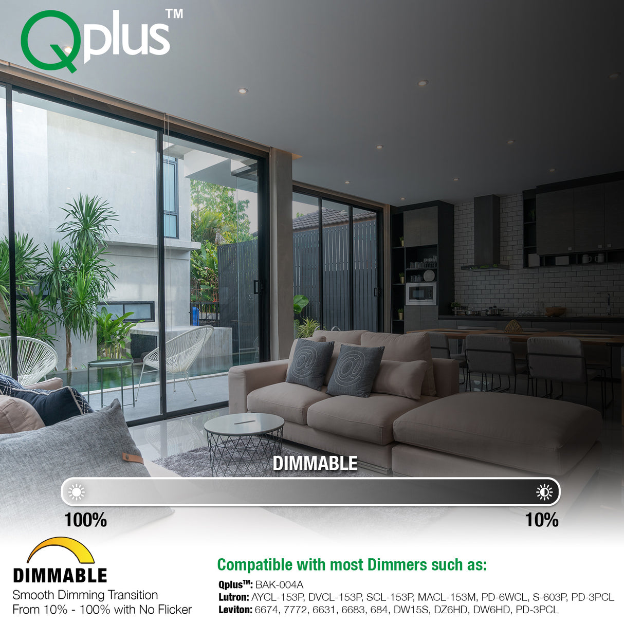 Bombilla LED empotrable QPlus PAR16, 7 W, 500 lm, 1 CCT (2700 K/3000 K/4000 K/5000 K/6500 K), ángulo de haz de 40°, regulable, base de tornillo medio E26, cuello corto, certificación Energy Star, certificación UL, 3 años de garantía