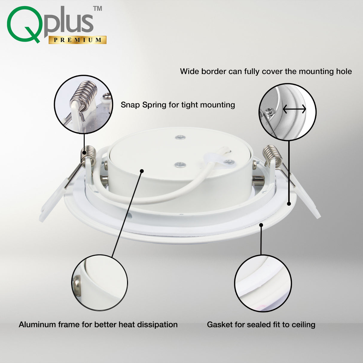 QPLUS 4 pulgadas Gimbal Empotrable Ajustable Multi Color Temperatura LED Pot Light (Temperatura de color cambiable por el interruptor de pared)