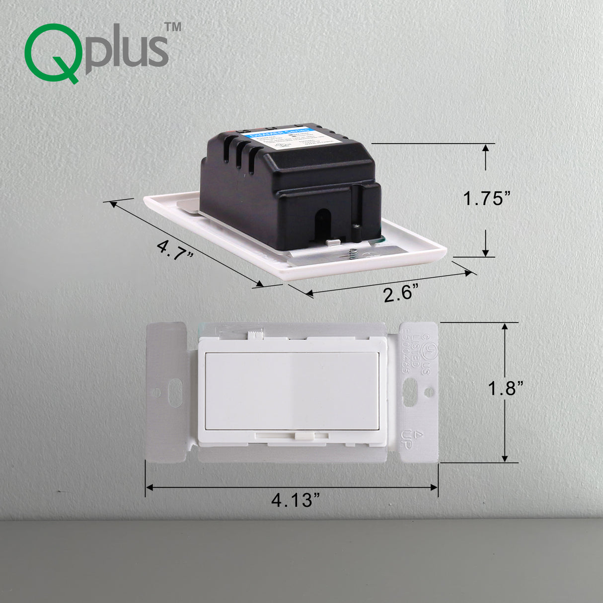 Interruptor de atenuación QPlus LED de 3 vías con placa de pared - Certificación cUL y FCC
