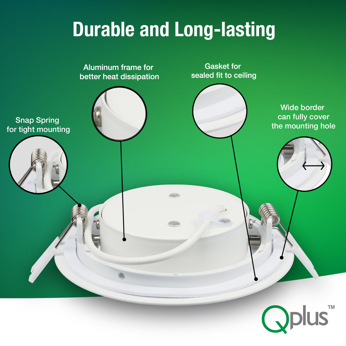 QPlus Luz LED empotrable Gimbal de 4 pulgadas con caja de conexiones de metal, 10 W, 750 lm, CCT único, regulable, certificación Energy Star, certificación ETL, clasificación IC, ubicación húmeda, 5 años de garantía