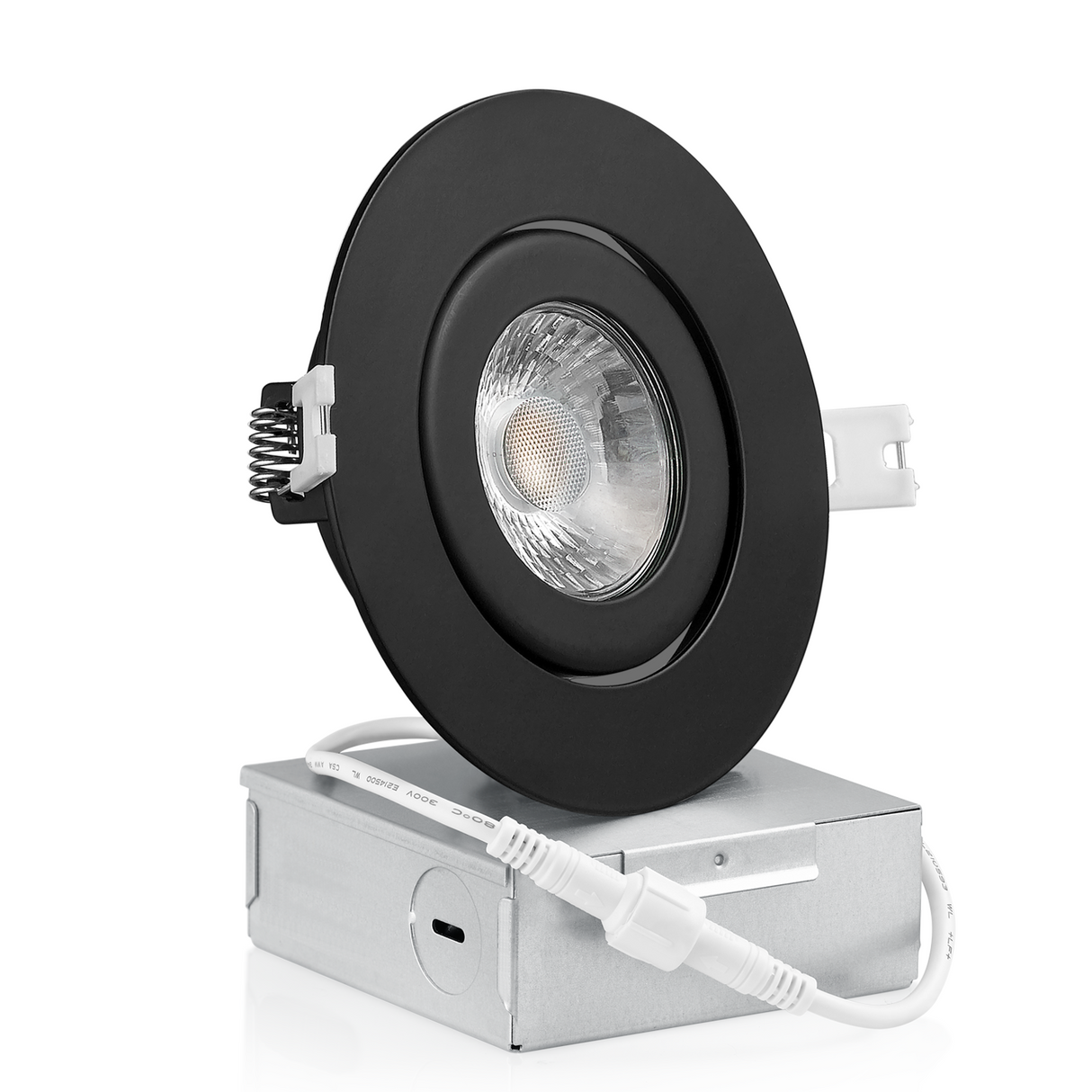 QPlus Luz LED empotrable Gimbal de 4 pulgadas con caja de conexiones de metal, 10 W, 750 lm, CCT único, regulable, certificación Energy Star, certificación ETL, clasificación IC, ubicación húmeda, 5 años de garantía