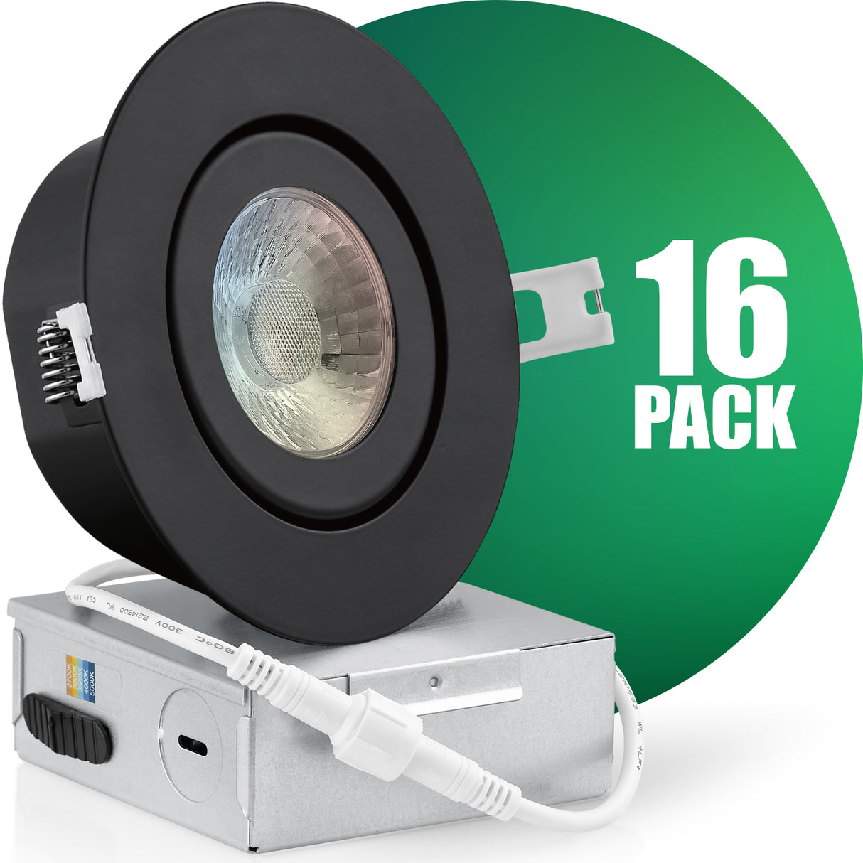 QPLUS 4 pulgadas Gimbal Empotrable Ajustable Multi Color Temperatura LED Pot Light (Temperatura de color cambiable por el interruptor de pared)