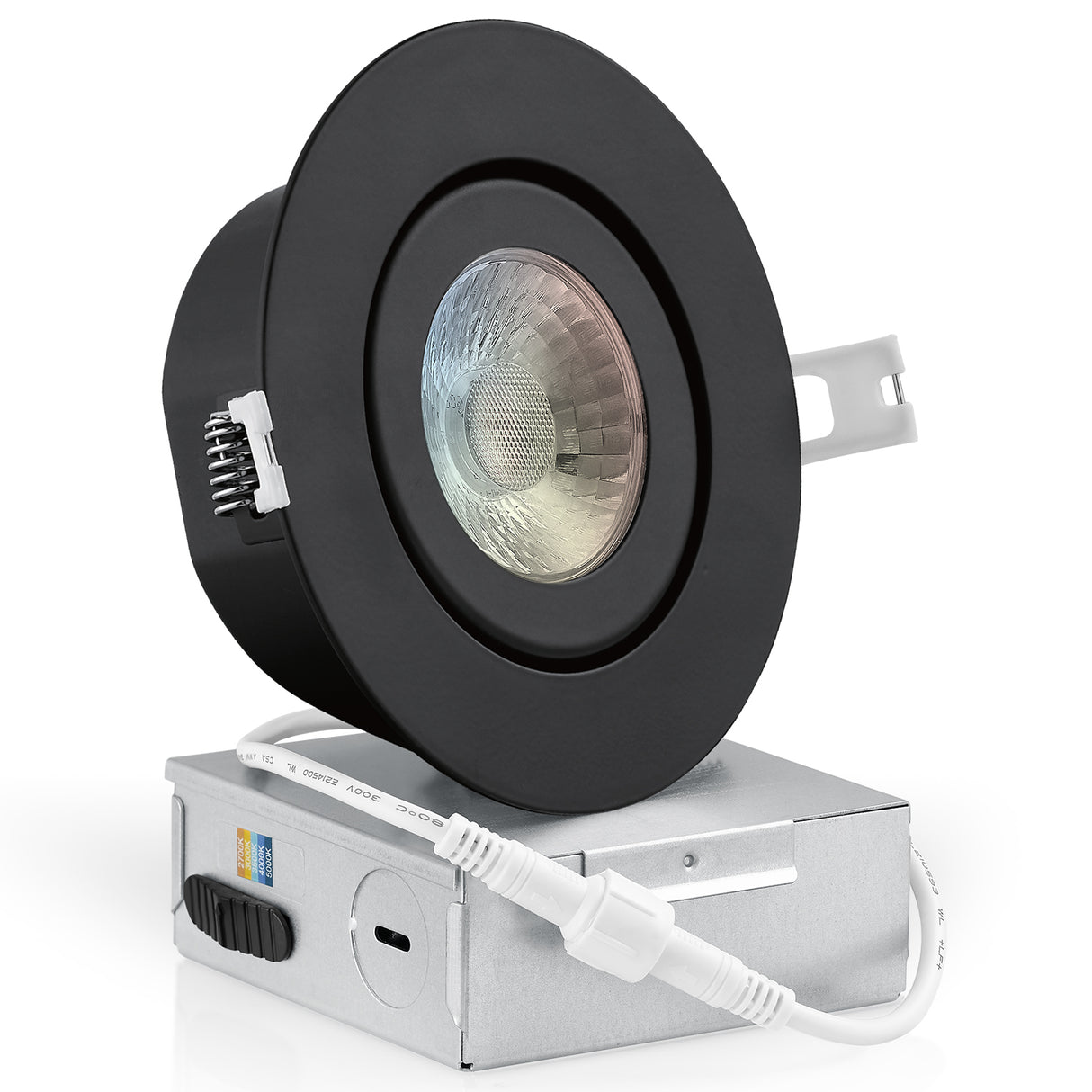 QPLUS 4 pulgadas Gimbal Empotrable Ajustable Multi Color Temperatura LED Pot Light (Temperatura de color cambiable por el interruptor de pared)