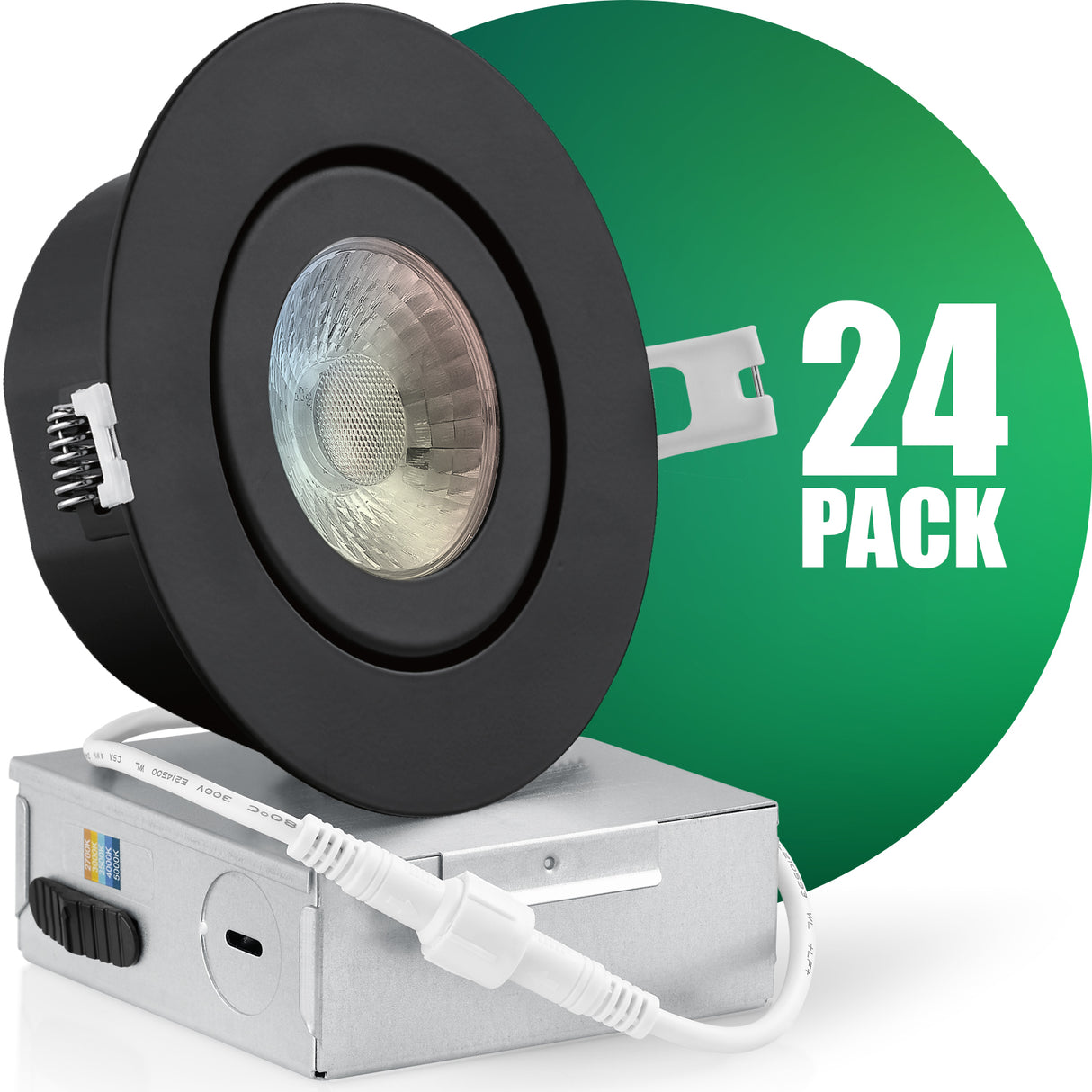 QPLUS 4 pulgadas Gimbal Empotrable Ajustable Multi Color Temperatura LED Pot Light (Temperatura de color cambiable por el interruptor de pared)