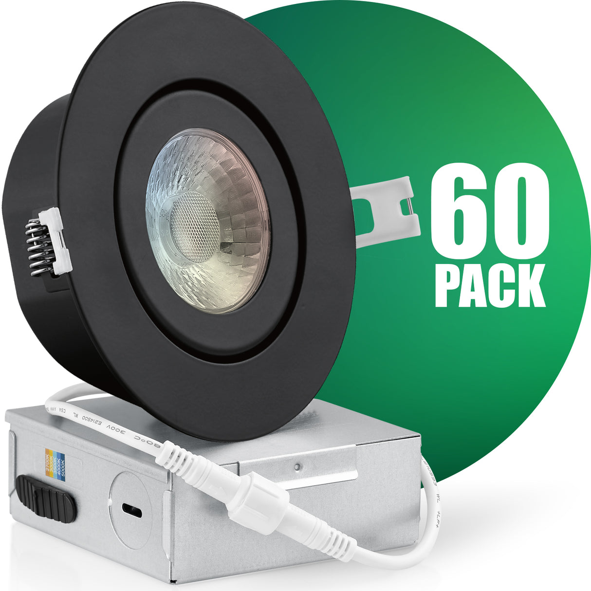 QPLUS 4 pulgadas Gimbal Empotrable Ajustable Multi Color Temperatura LED Pot Light (Temperatura de color cambiable por el interruptor de pared)