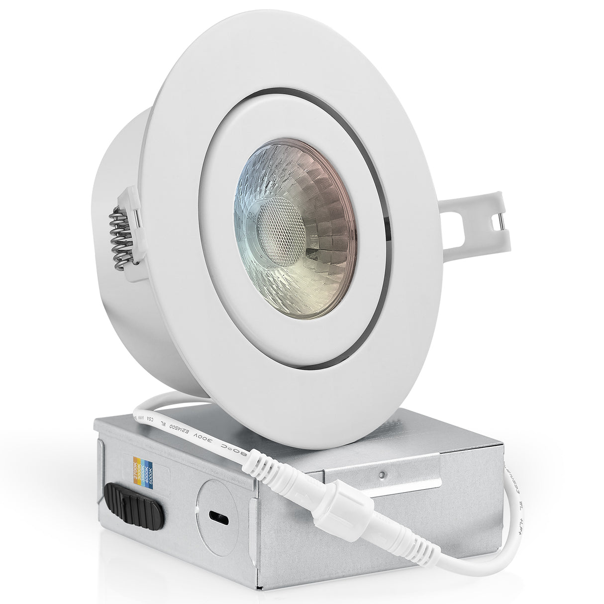 QPLUS 4 pulgadas Gimbal Empotrable Ajustable Multi Color Temperatura LED Pot Light (Temperatura de color cambiable por el interruptor de pared)