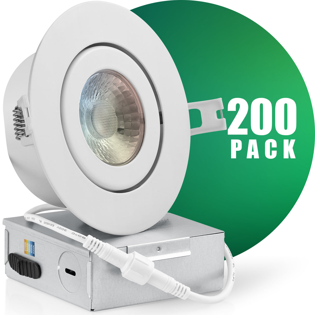 QPLUS 4 pulgadas Gimbal Empotrable Ajustable Multi Color Temperatura LED Pot Light (Temperatura de color cambiable por el interruptor de pared)