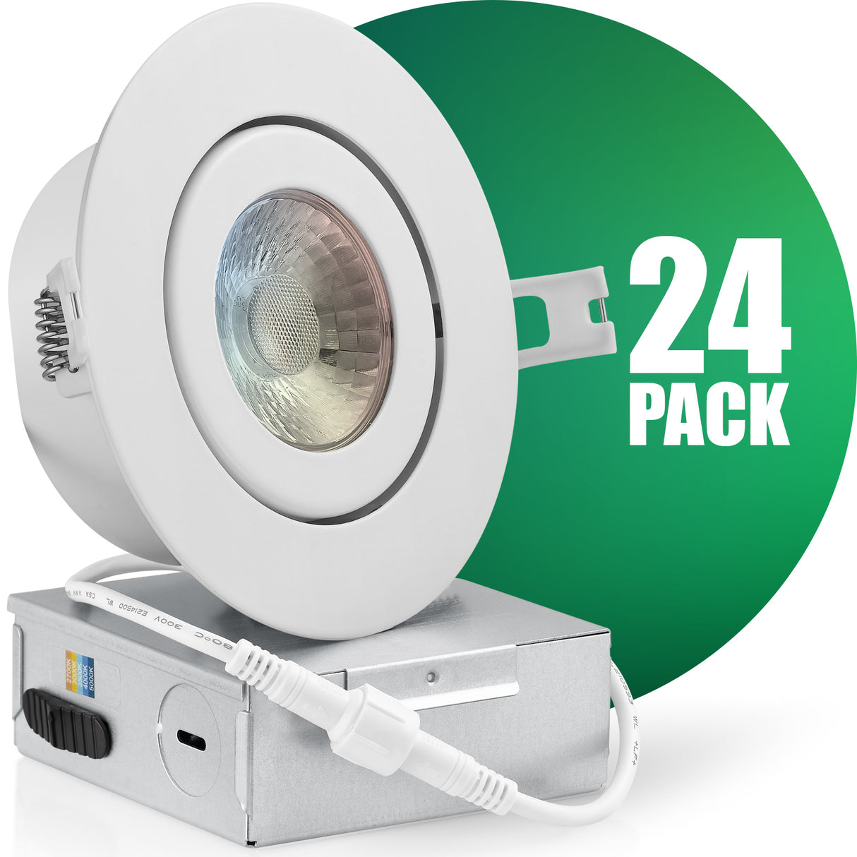 QPLUS 4 pulgadas Gimbal Empotrable Ajustable Multi Color Temperatura LED Pot Light (Temperatura de color cambiable por el interruptor de pared)