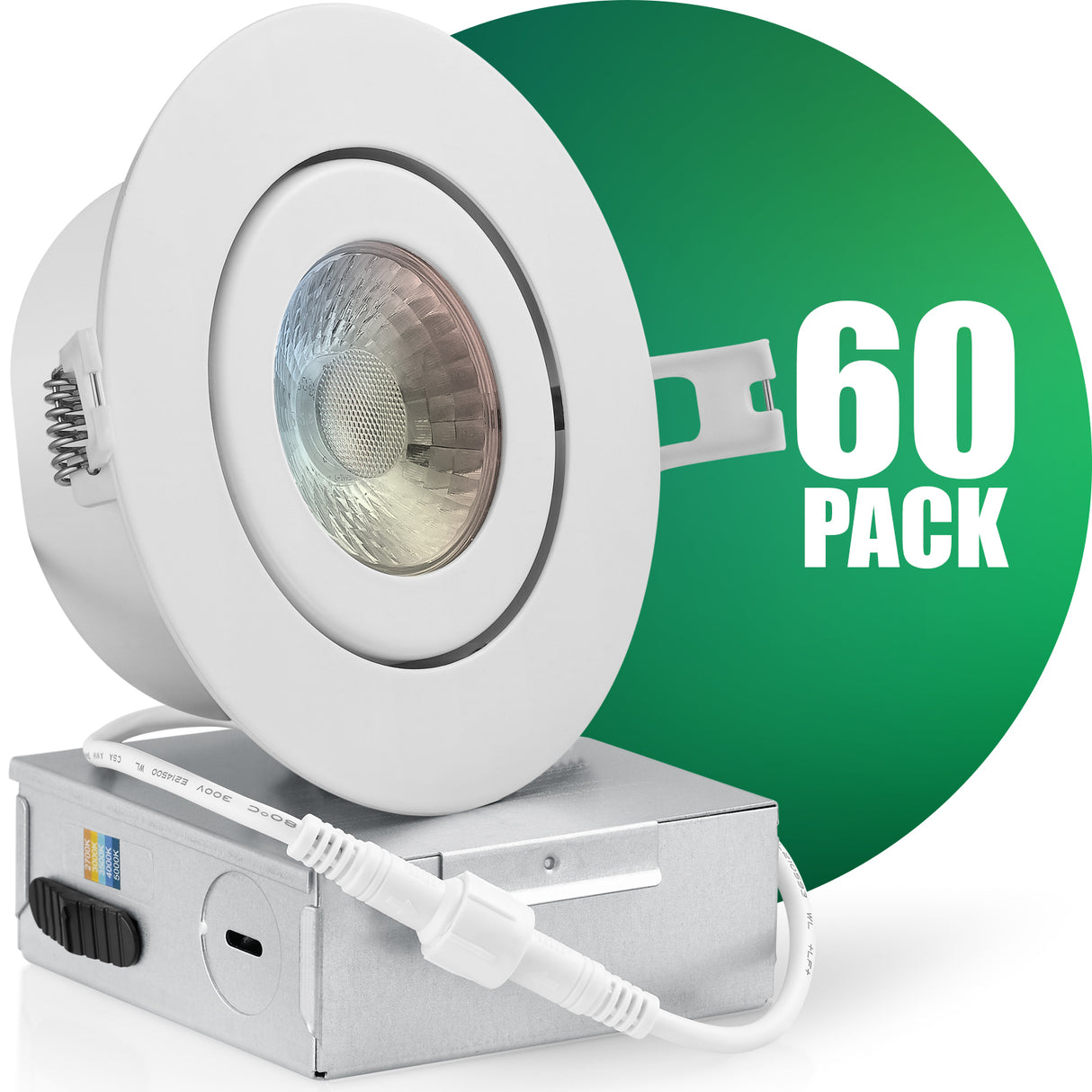 QPLUS 4 pulgadas Gimbal Empotrable Ajustable Multi Color Temperatura LED Pot Light (Temperatura de color cambiable por el interruptor de pared)