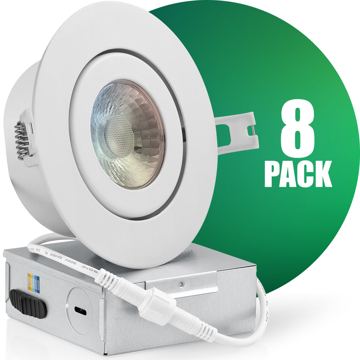 QPLUS 4 pulgadas Gimbal Empotrable Ajustable Multi Color Temperatura LED Pot Light (Temperatura de color cambiable por el interruptor de pared)