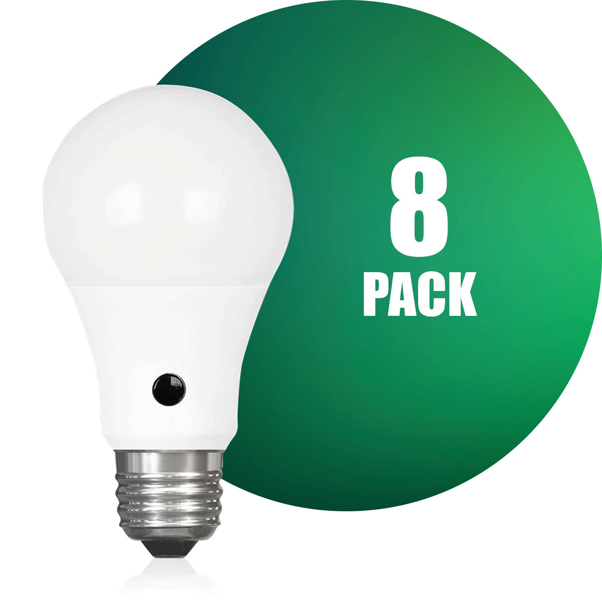 Bombilla LED con fotocélula QPlus A19, 10 W, 750 lm, 1 CCT (3000 K/4000 K/5000 K), no regulable, sensor de atardecer a amanecer, base de tornillo medio E26, certificación Energy Star, certificación UL, 3 años de garantía