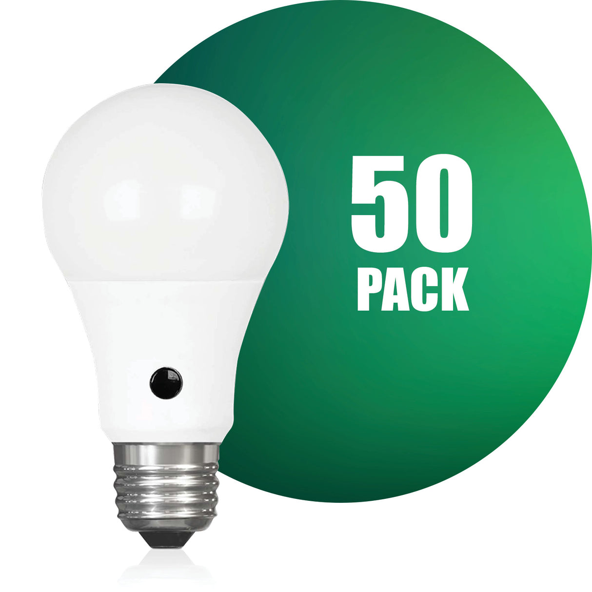 Bombilla LED con fotocélula QPlus A19, 10 W, 750 lm, 1 CCT (3000 K/4000 K/5000 K), no regulable, sensor de atardecer a amanecer, base de tornillo medio E26, certificación Energy Star, certificación UL, 3 años de garantía
