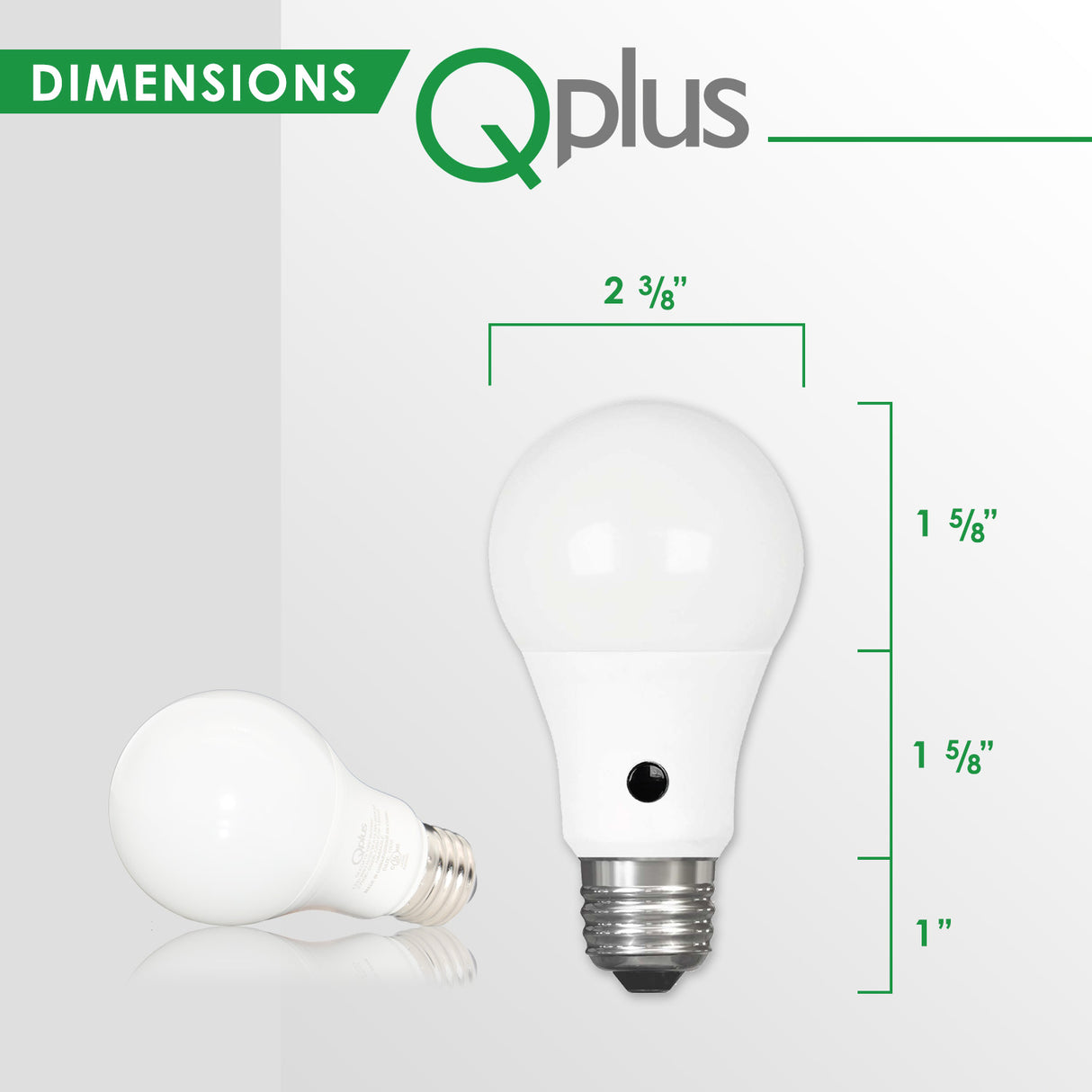 Bombilla LED con fotocélula QPlus A19, 10 W, 750 lm, 1 CCT (3000 K/4000 K/5000 K), no regulable, sensor de atardecer a amanecer, base de tornillo medio E26, certificación Energy Star, certificación UL, 3 años de garantía