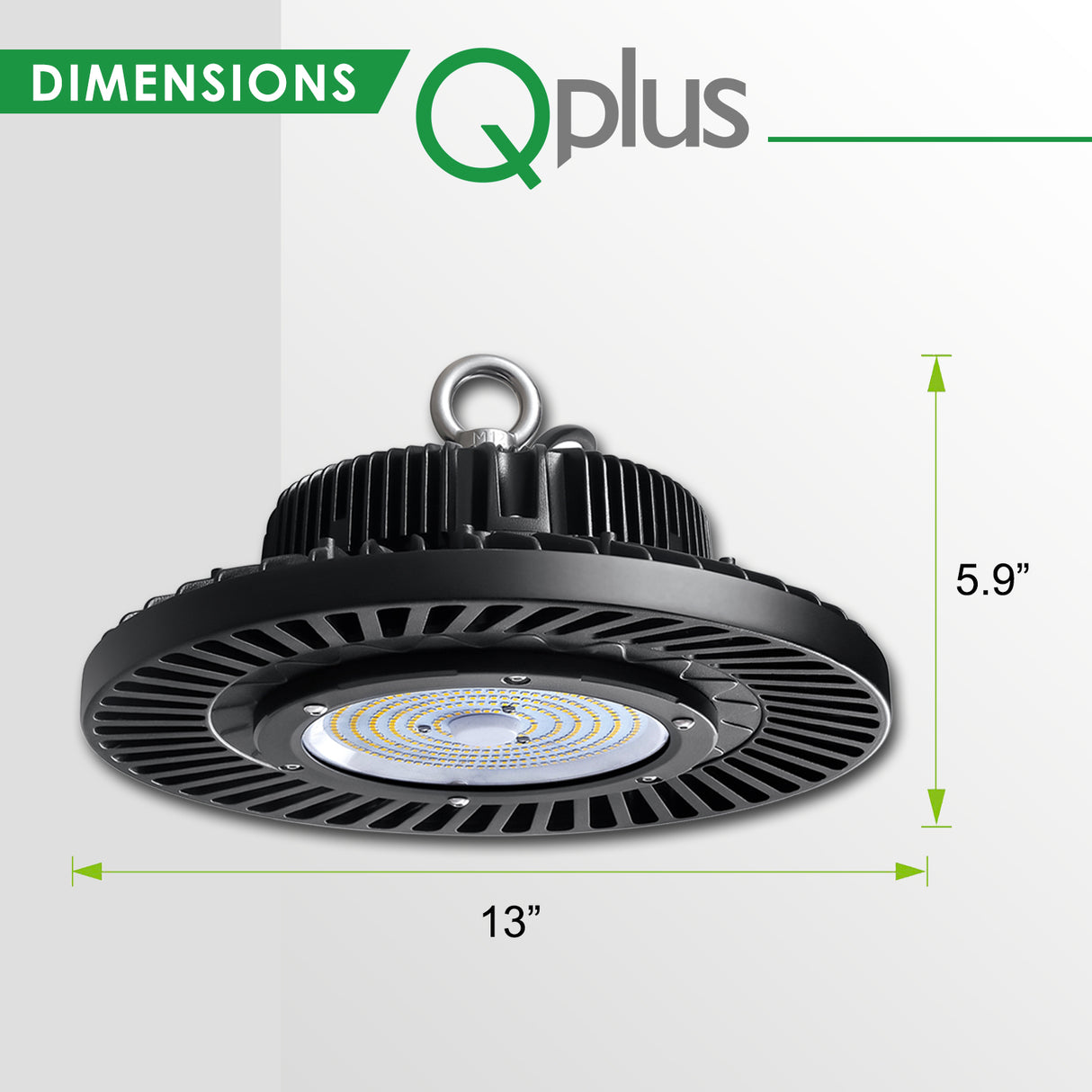 QPlus High Bay LED Light UFO 5000K 100W, 150W y 200 Watts - 100/277 Voltios