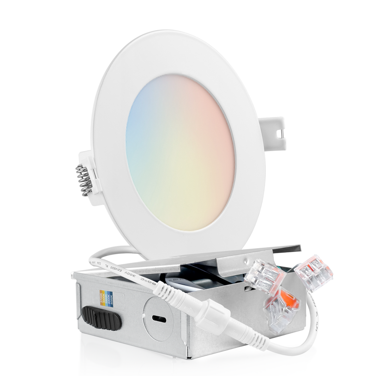 4 Inch Recessed LED Lighting, Slim, 5CCT Color Selectable, Wet Rated with EZ (4 port) Connector
