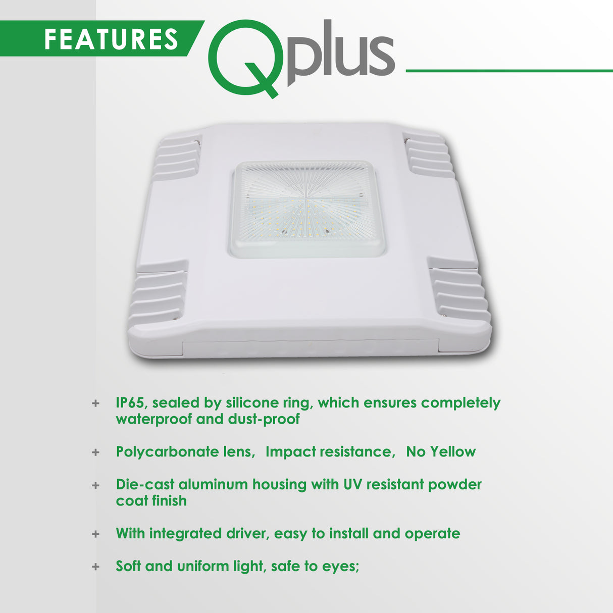 QPLUS Gasolinera LED Canopy Light - 5000K Luz diurna - IP65 /cULus 130 Watts/14528 Lúmenes