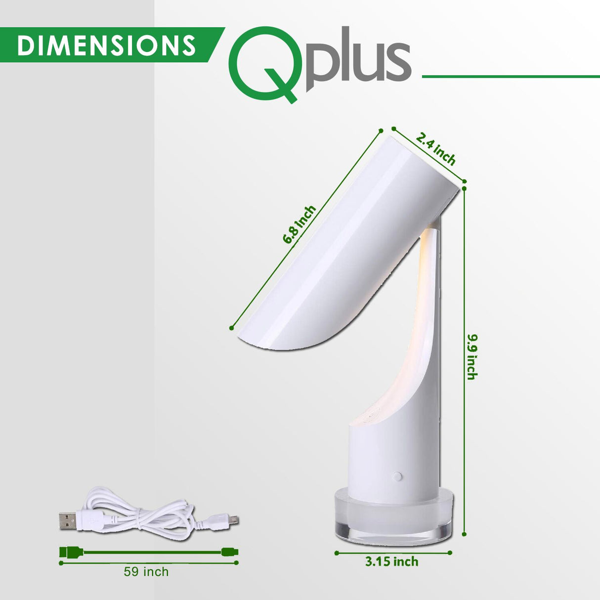 Lámpara de mesa cilíndrica recargable QPlus para sala de estudio - 2 modos de color y base de luz colorida