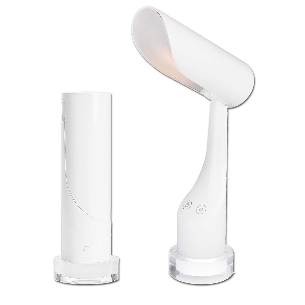 Lámpara de mesa cilíndrica recargable QPlus para sala de estudio - 2 modos de color y base de luz colorida