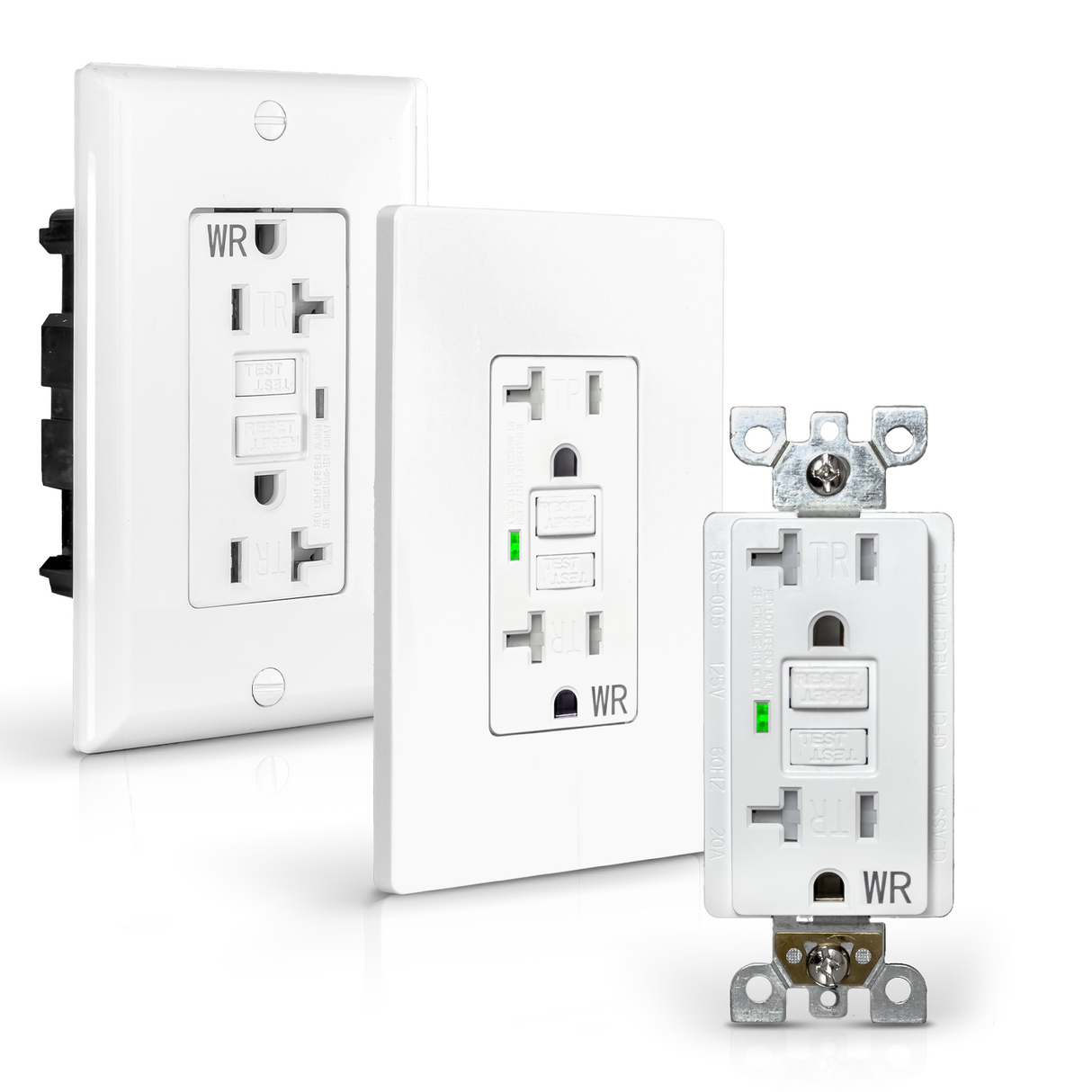 Tomacorriente GFCI QPlus de 20 amperios resistente a manipulaciones y al agua con indicador LED de 2500 W - Listado UL