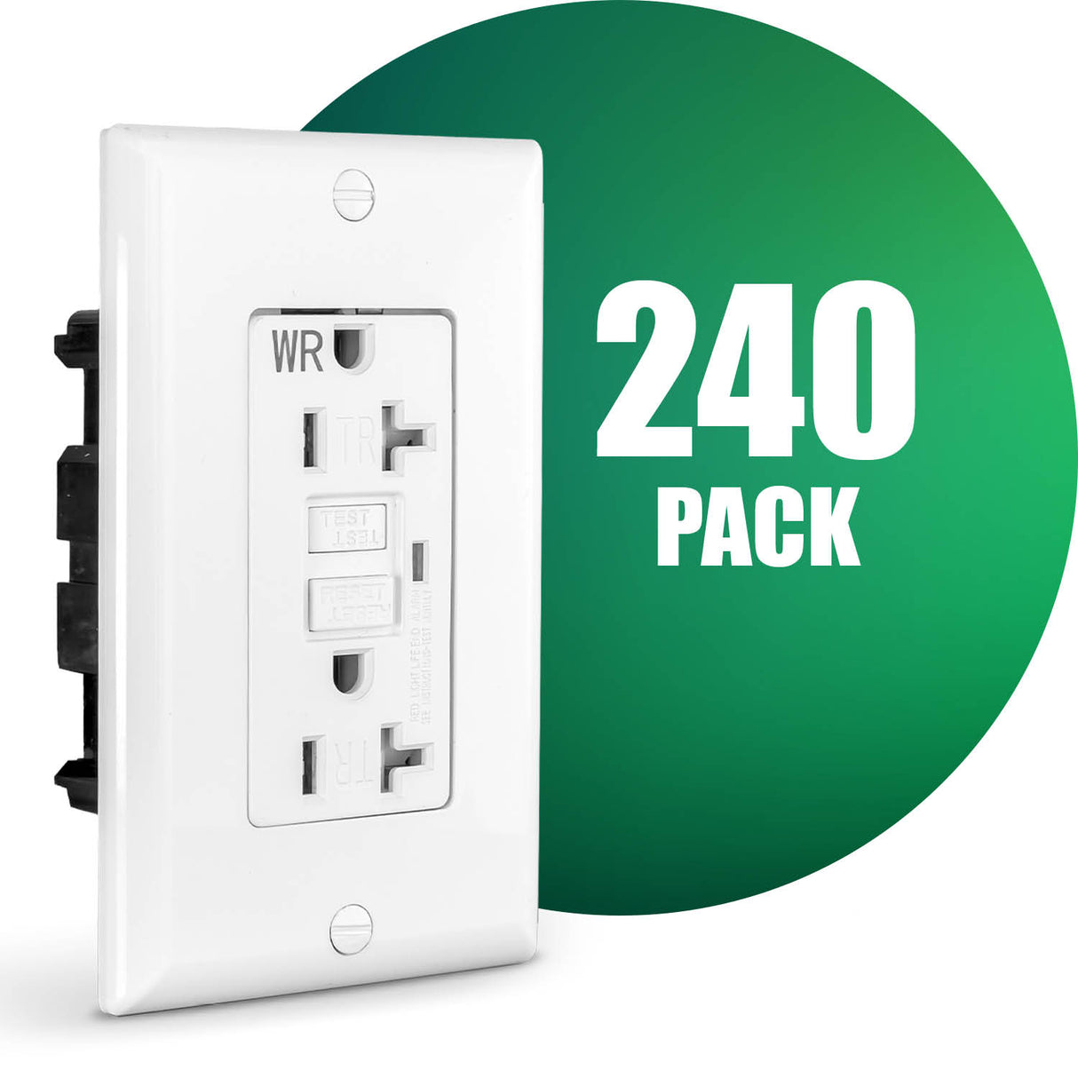 Tomacorriente GFCI QPlus de 20 amperios resistente a manipulaciones y al agua con indicador LED de 2500 W - Listado UL