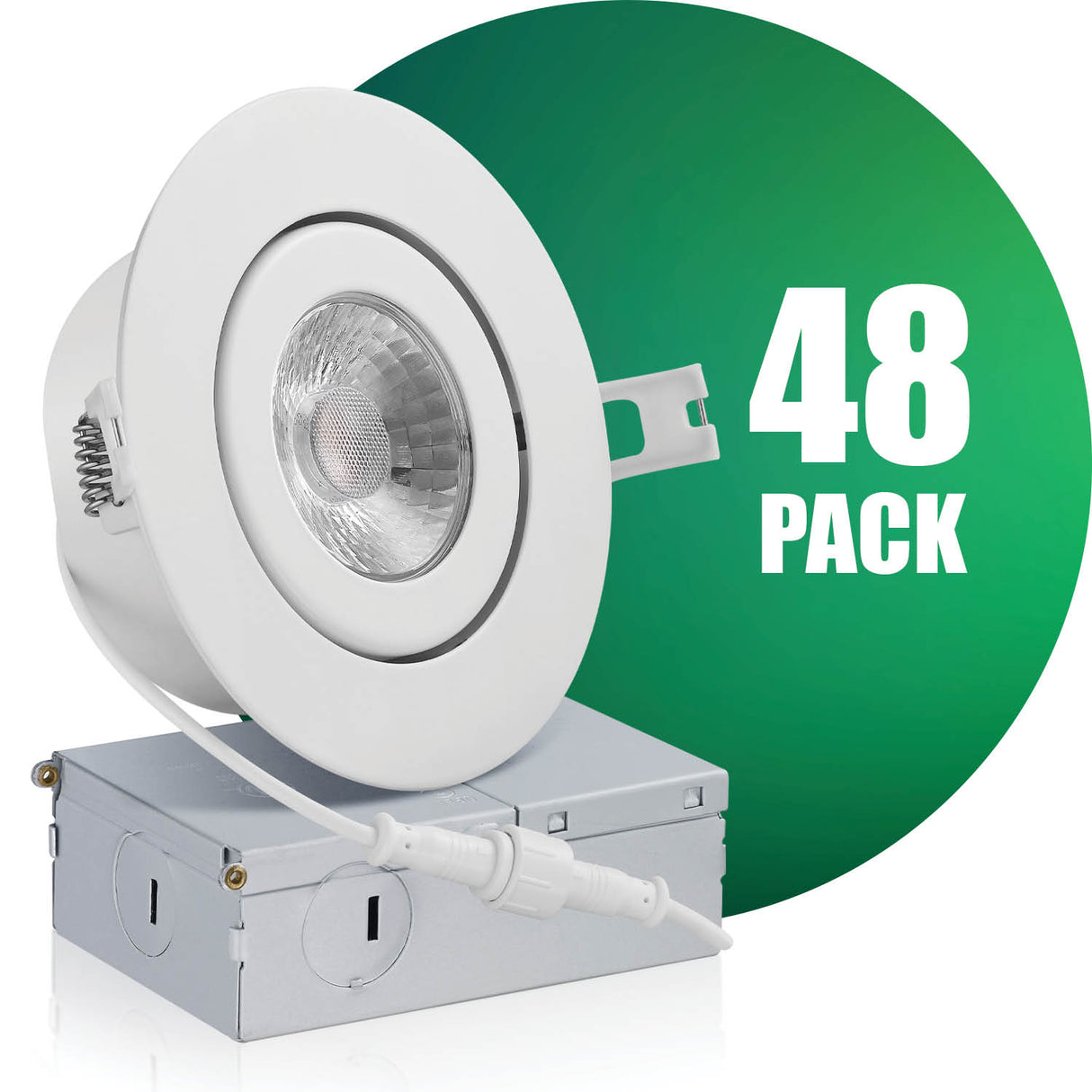 QPlus Luz LED empotrable tipo cardán hermético de 4 pulgadas con caja de conexiones de metal, 10 W, 750 lm, CCT único, regulable, certificación Energy Star, certificación ETL, clasificación IC, ubicación húmeda, 5 años de garantía