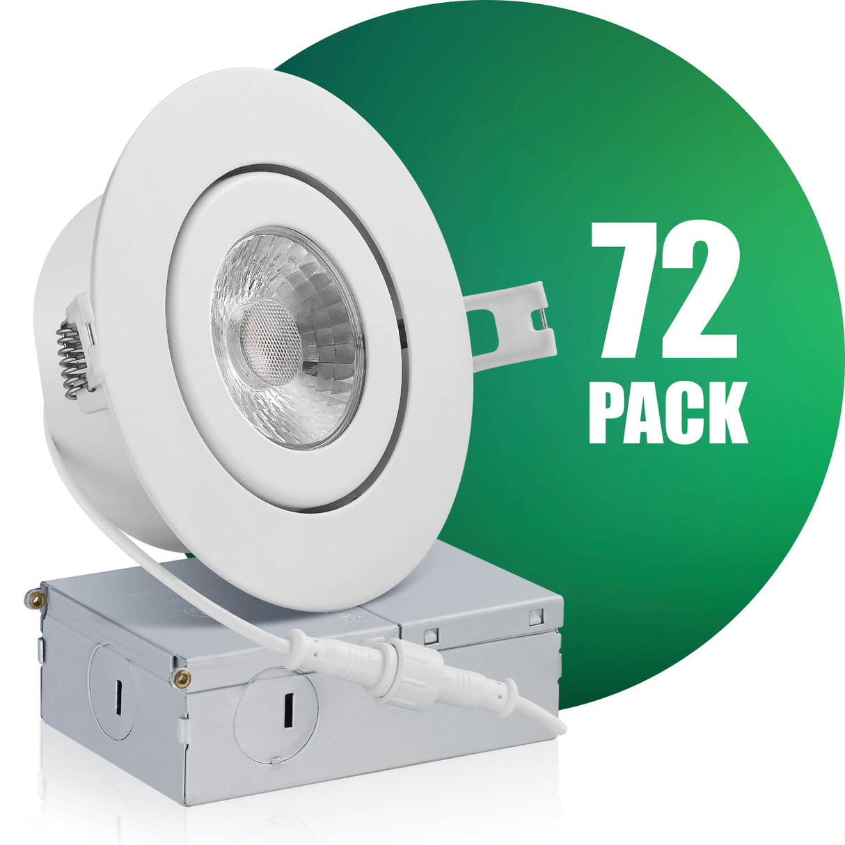 QPlus Luz LED empotrable tipo cardán hermético de 4 pulgadas con caja de conexiones de metal, 10 W, 750 lm, CCT único, regulable, certificación Energy Star, certificación ETL, clasificación IC, ubicación húmeda, 5 años de garantía