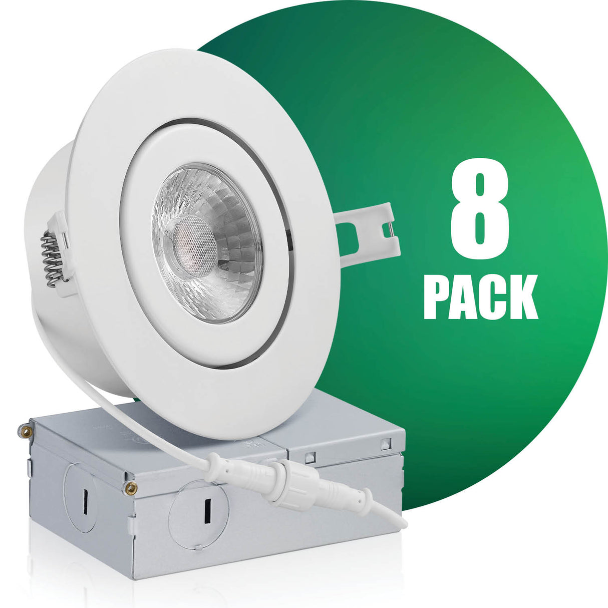 QPlus Luz LED empotrable tipo cardán hermético de 4 pulgadas con caja de conexiones de metal, 10 W, 750 lm, CCT único, regulable, certificación Energy Star, certificación ETL, clasificación IC, ubicación húmeda, 5 años de garantía