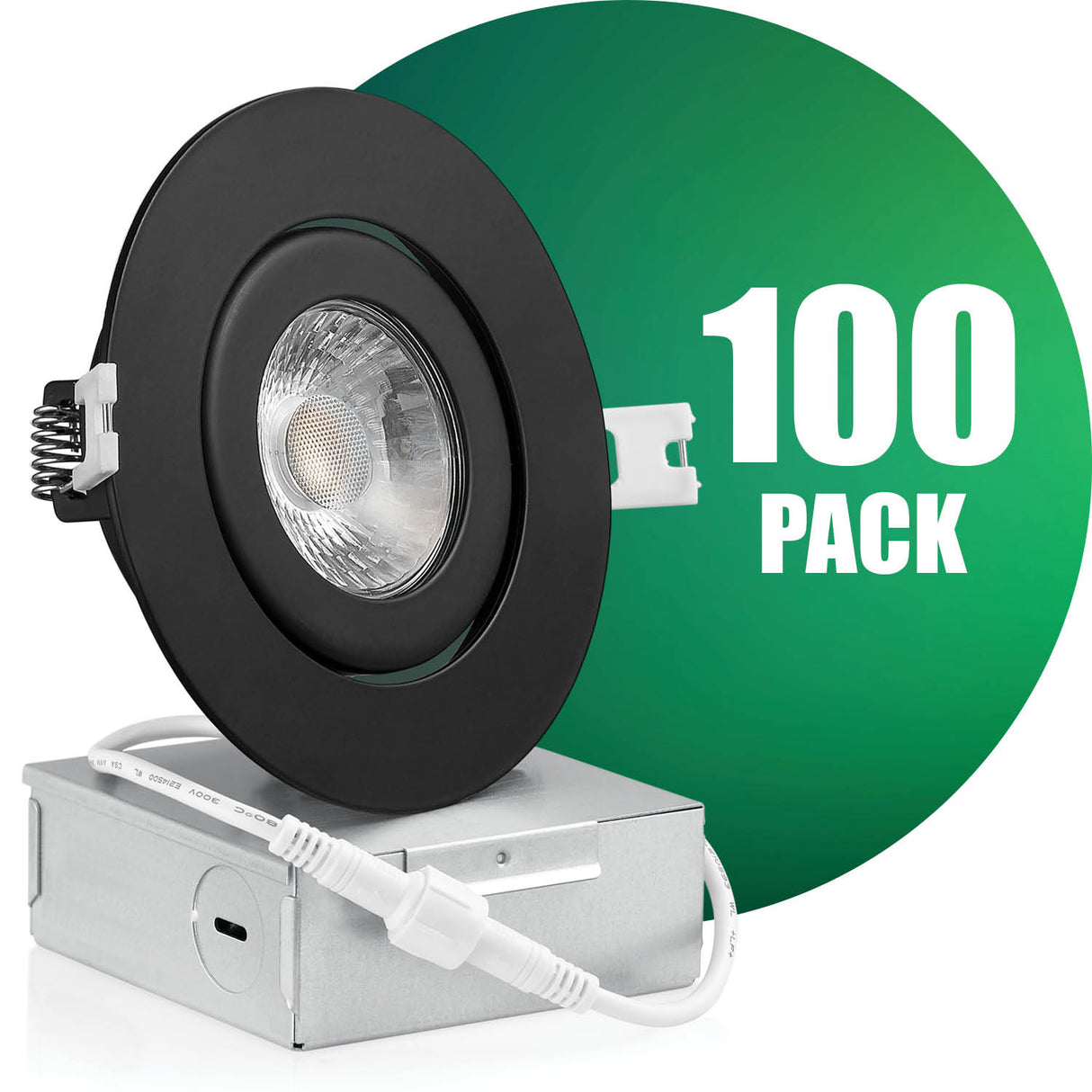 QPlus Luz LED empotrable Gimbal de 4 pulgadas con caja de conexiones de metal, 10 W, 750 lm, CCT único, regulable, certificación Energy Star, certificación ETL, clasificación IC, ubicación húmeda, 5 años de garantía