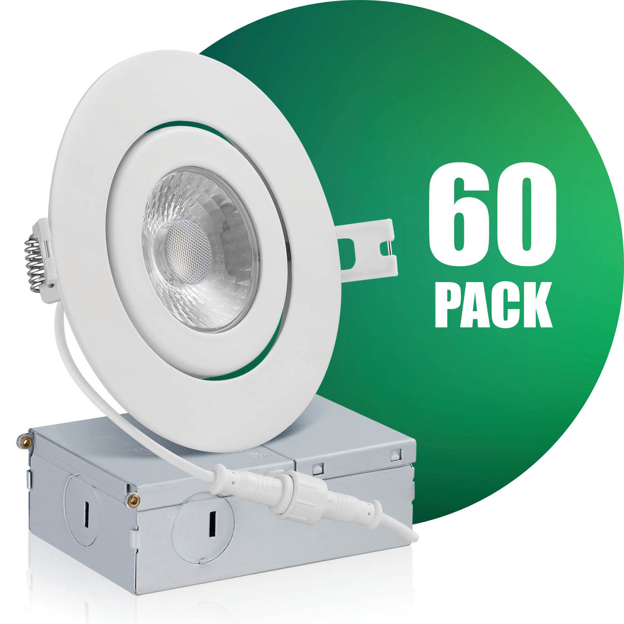 QPlus Luz LED empotrable Gimbal de 4 pulgadas con caja de conexiones de metal, 10 W, 750 lm, CCT único, regulable, certificación Energy Star, certificación ETL, clasificación IC, ubicación húmeda, 5 años de garantía