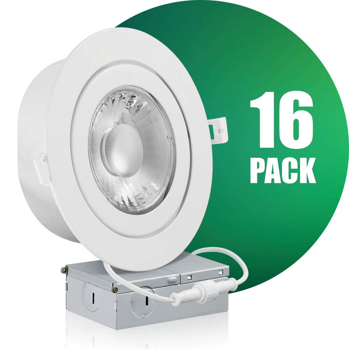 QPlus Luz LED empotrable tipo cardán hermético de 6 pulgadas con caja de conexiones de metal, 13 W, 1050 lm, CCT único, regulable, certificación Energy Star, certificación ETL, clasificación IC, ubicación húmeda, 5 años de garantía