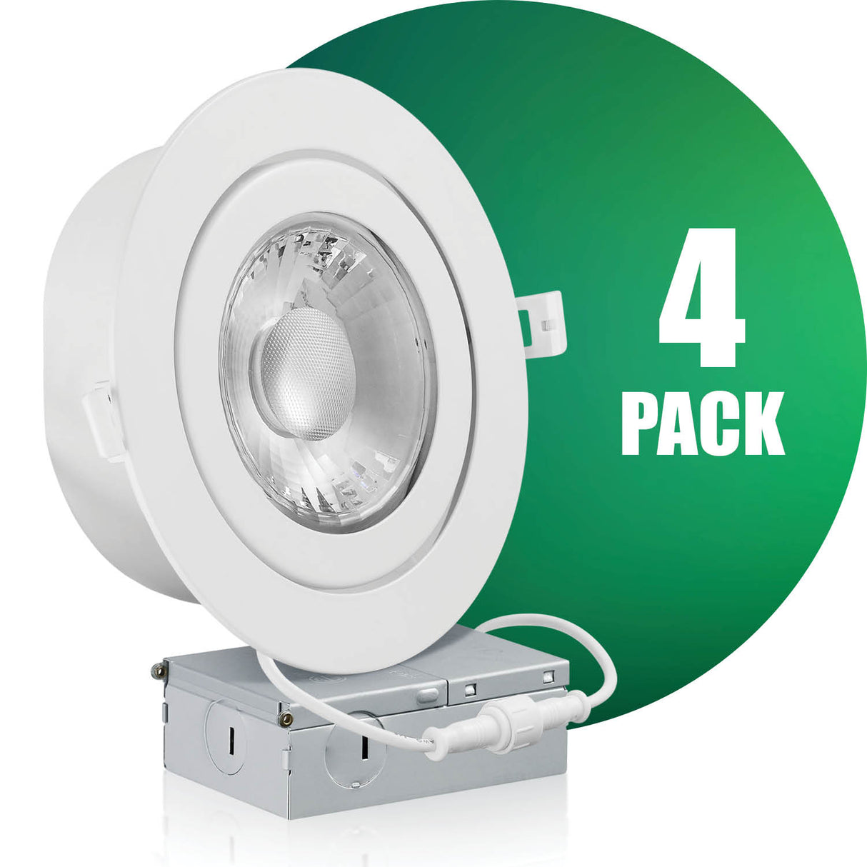 QPlus Luz LED empotrable tipo cardán hermético de 6 pulgadas con caja de conexiones de metal, 13 W, 1050 lm, CCT único, regulable, certificación Energy Star, certificación ETL, clasificación IC, ubicación húmeda, 5 años de garantía