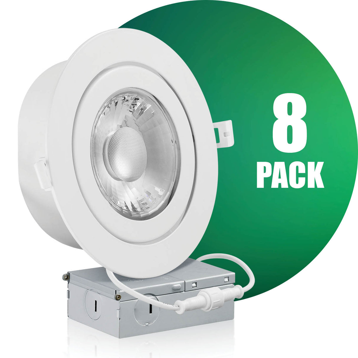 QPlus Luz LED empotrable tipo cardán hermético de 6 pulgadas con caja de conexiones de metal, 13 W, 1050 lm, CCT único, regulable, certificación Energy Star, certificación ETL, clasificación IC, ubicación húmeda, 5 años de garantía