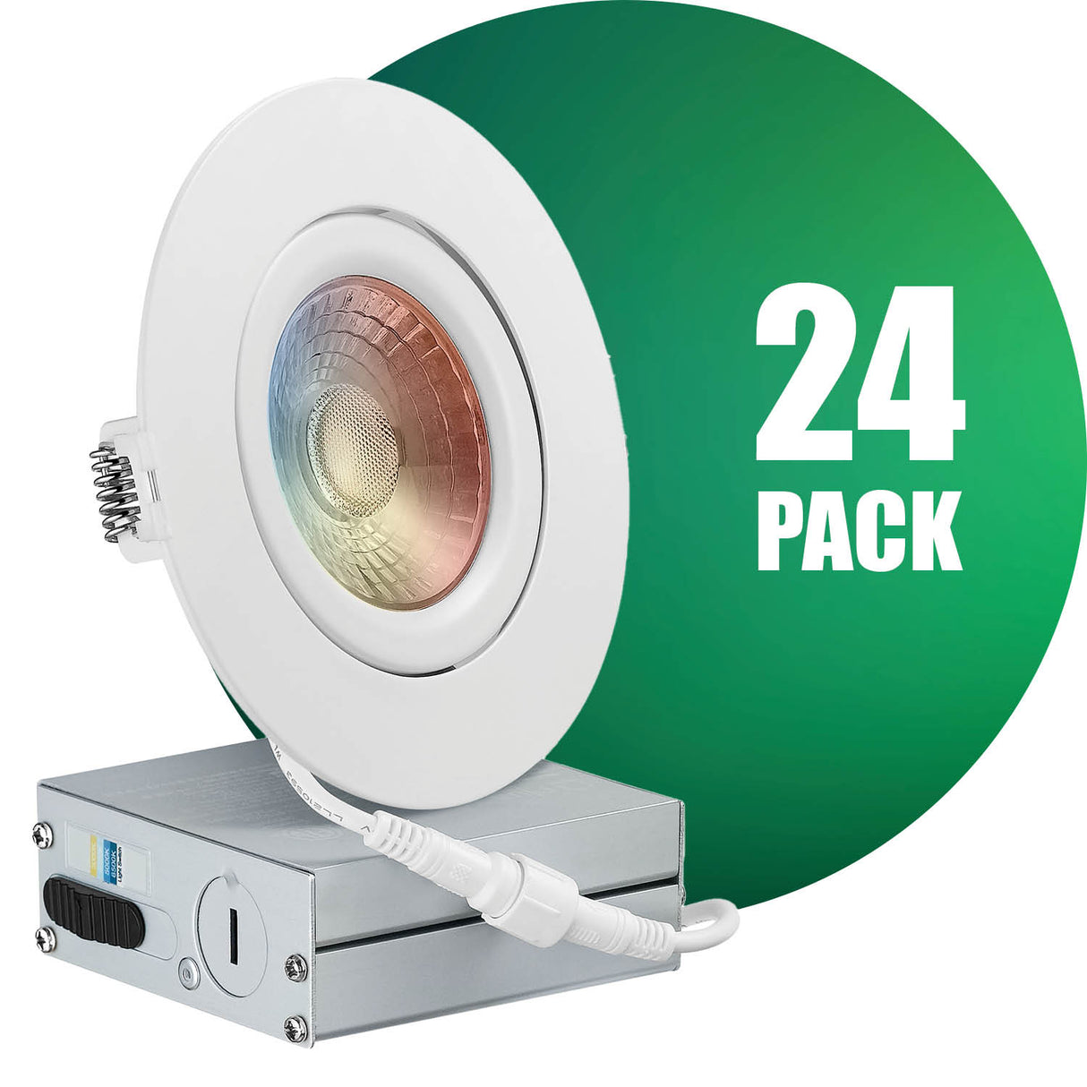 QPLUS 4 pulgadas Gimbal Empotrable Ajustable Multi Color Temperatura LED Pot Light (Temperatura de color cambiable por el interruptor de pared)
