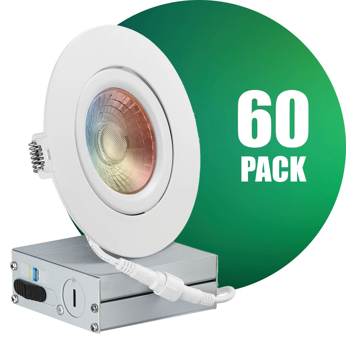 QPLUS 4 pulgadas Gimbal Empotrable Ajustable Multi Color Temperatura LED Pot Light (Temperatura de color cambiable por el interruptor de pared)