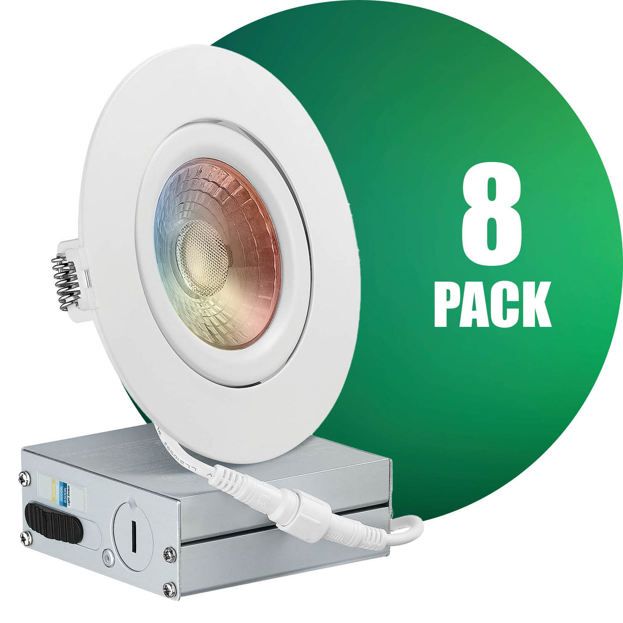 QPLUS 4 pulgadas Gimbal Empotrable Ajustable Multi Color Temperatura LED Pot Light (Temperatura de color cambiable por el interruptor de pared)
