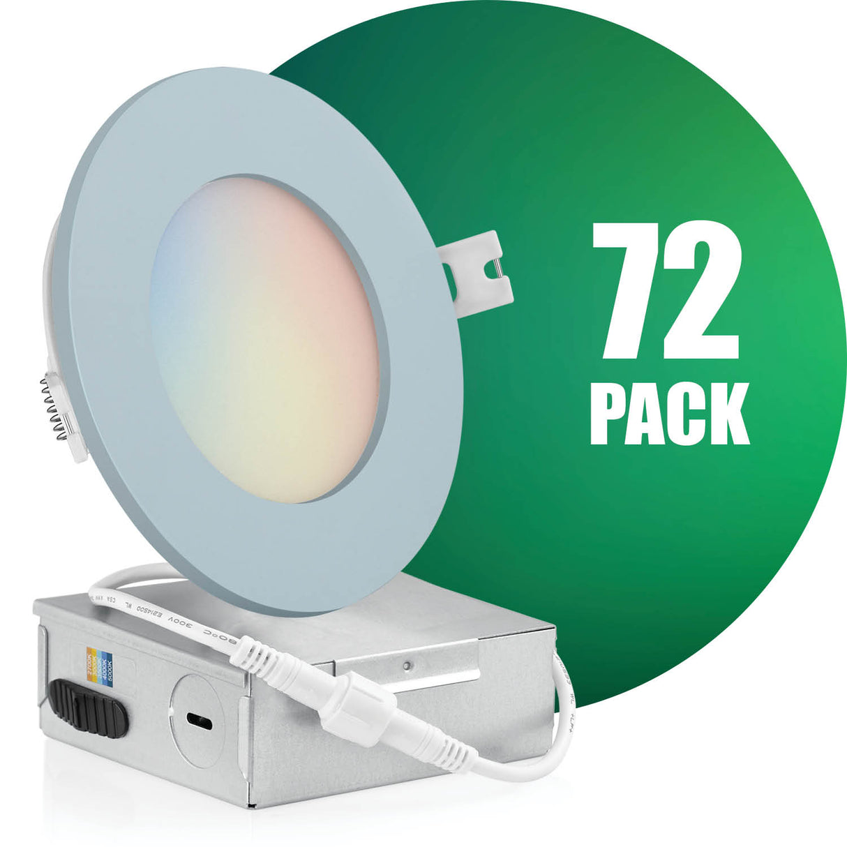 4 Inch Recessed LED Lighting, Slim, 5CCT Color Selectable, Wet Rated with EZ (4 port) Connector