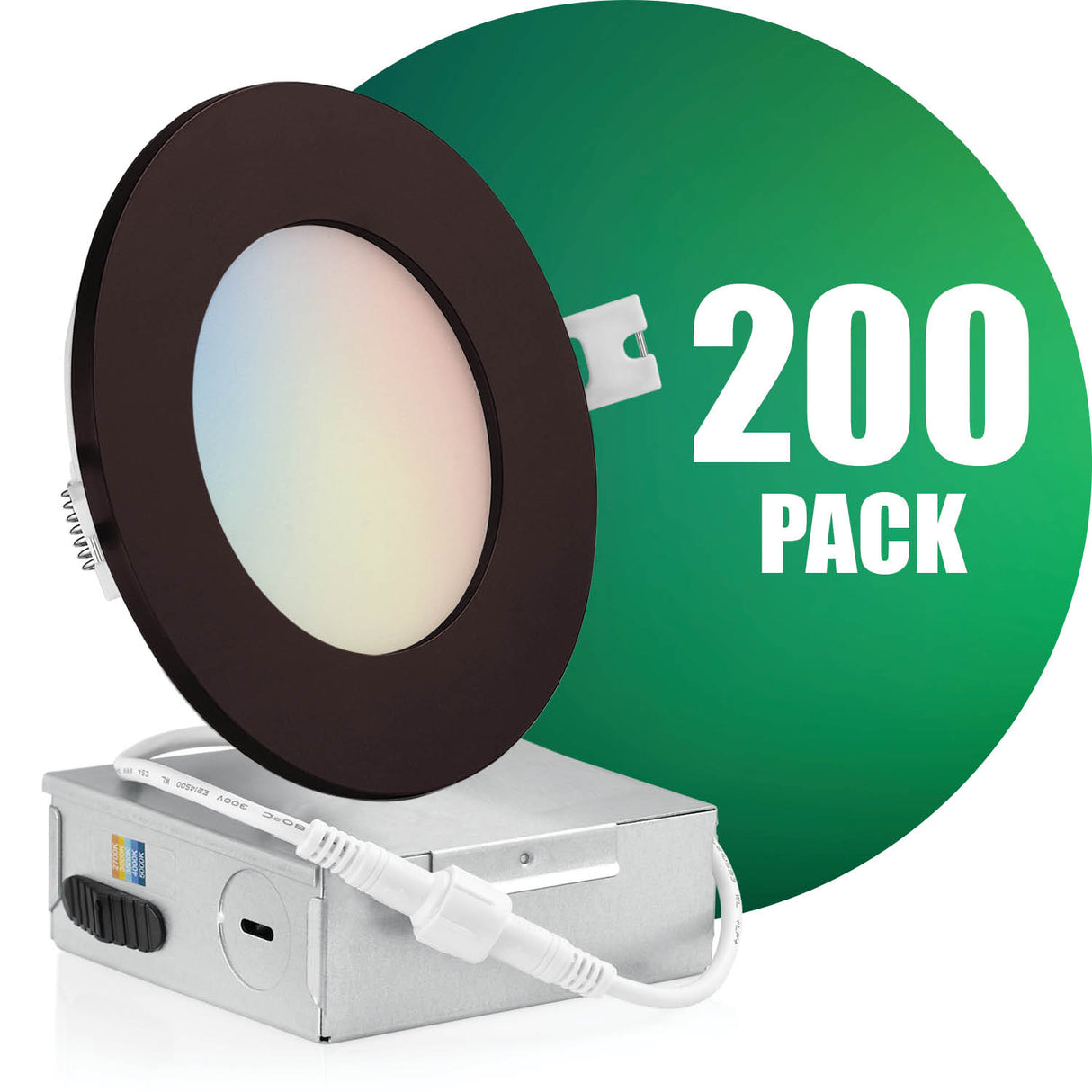 4 Inch Recessed LED Lighting, Slim, 5CCT Color Selectable, Wet Rated with EZ (4 port) Connector