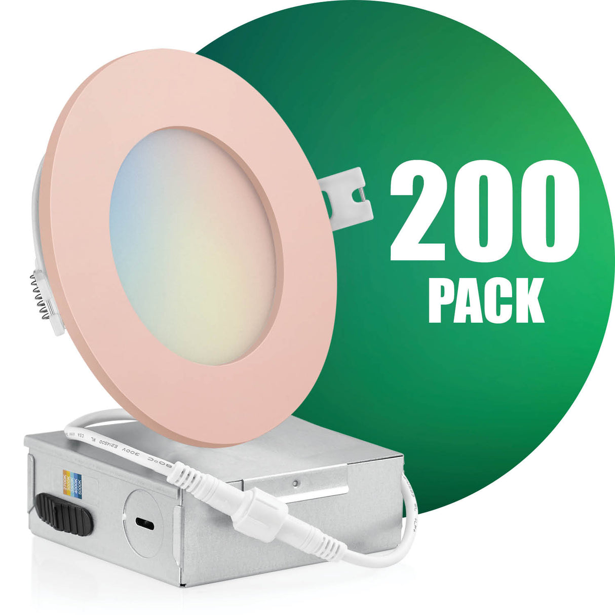 4 Inch Recessed LED Lighting, Slim, 5CCT Color Selectable, Wet Rated with EZ (4 port) Connector