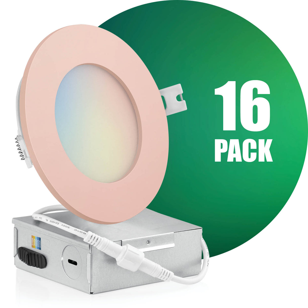 4 Inch Recessed LED Lighting, Slim, 5CCT Color Selectable, Wet Rated with EZ (4 port) Connector