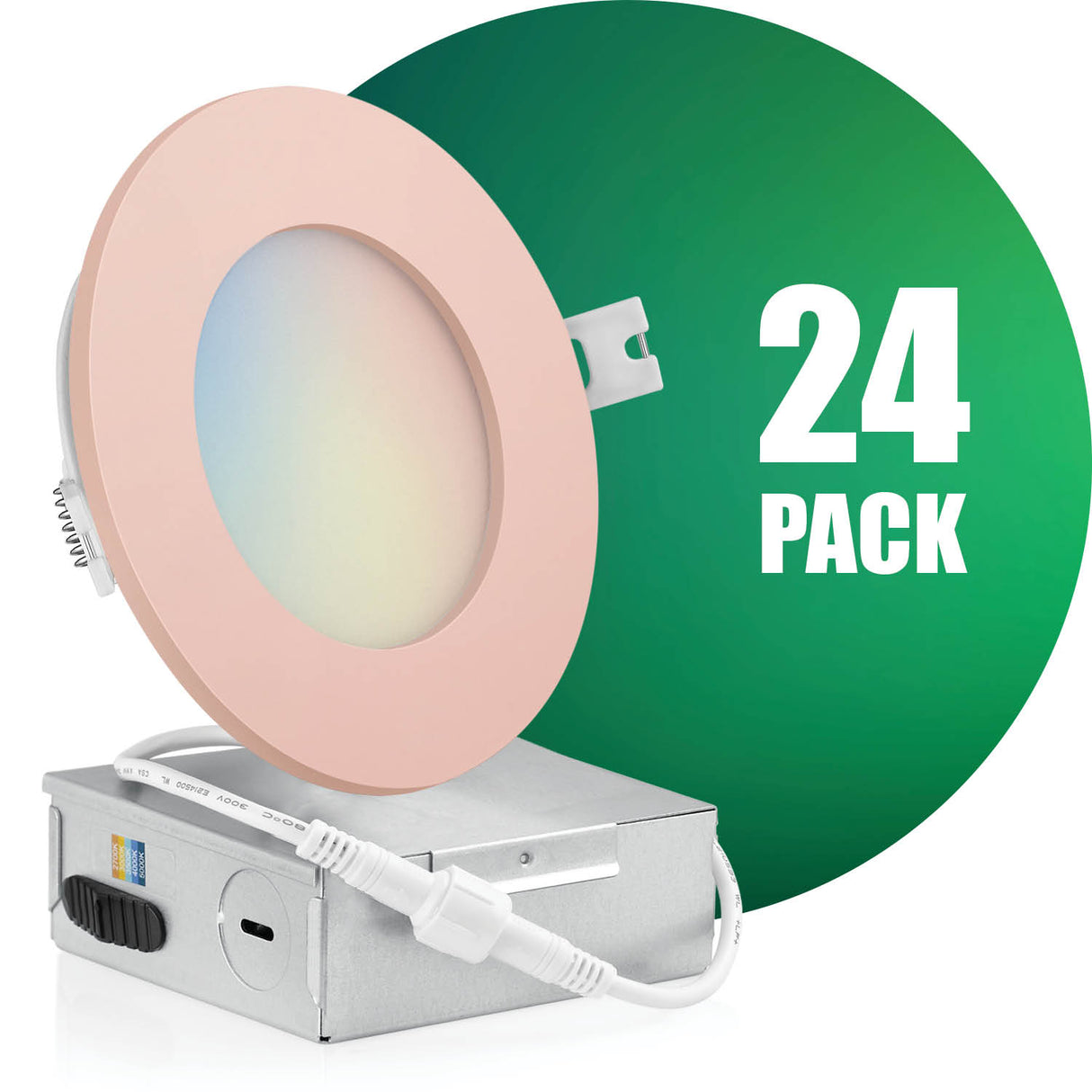 4 Inch Recessed LED Lighting, Slim, 5CCT Color Selectable, Wet Rated with EZ (4 port) Connector
