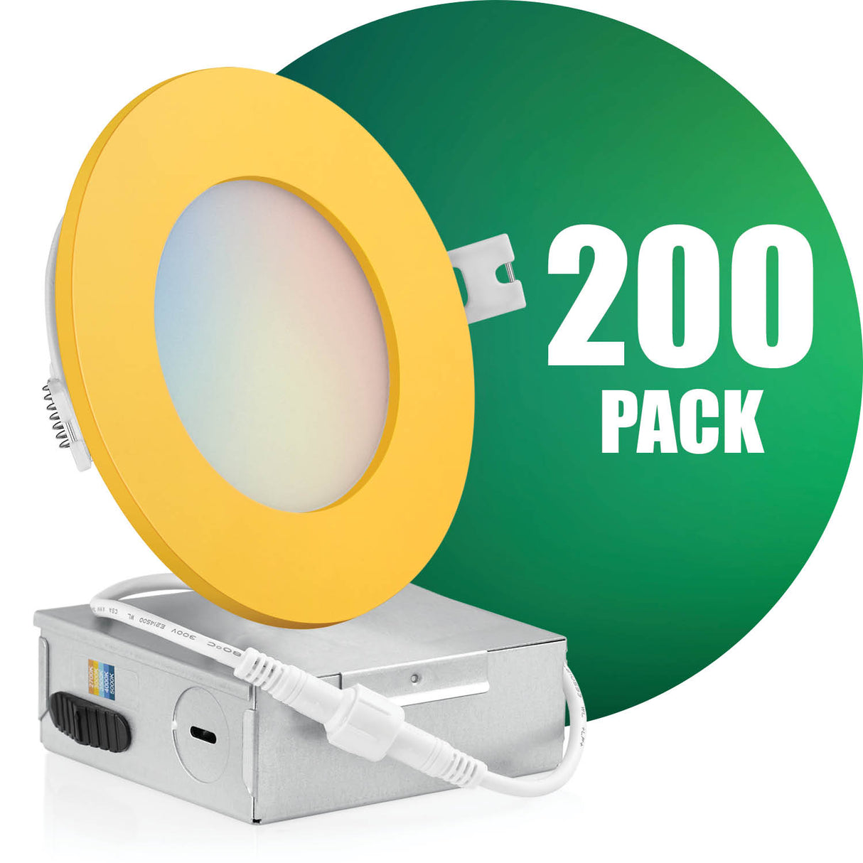 4 Inch Recessed LED Lighting, Slim, 5CCT Color Selectable, Wet Rated with EZ (4 port) Connector