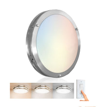 Cargar imagen en el visor de la galería, QPlus 15 Inch LED Double Ring Flush Mount Ceiling Light 3CCT, Silver
